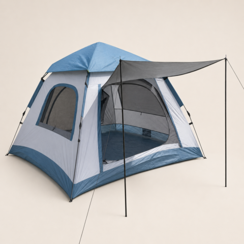 4–5 Person Family Camping Tent with Extended Awning